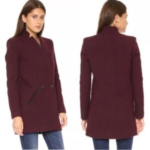 IRO Carey Wool Blend coat burgundy wine red 38 or M USA.